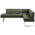 ECKBANK 227/165 cm  in Grün, Edelstahlfarben  - Edelstahlfarben/Grün, Design, Textil/Metall (227/165cm) - Moderano