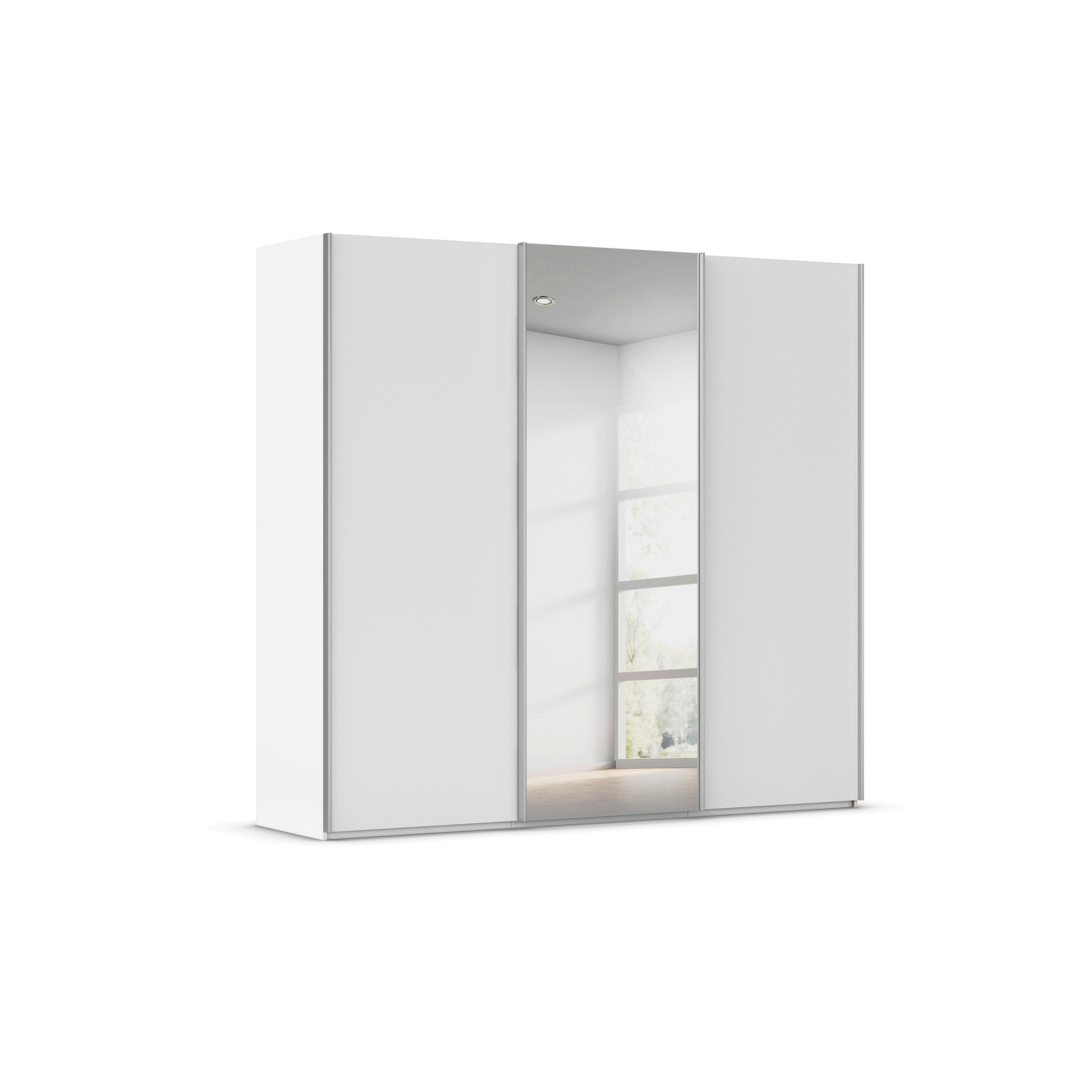 SCHWEBETÜRENSCHRANK 242/223/69 cm,  in Weiß, Alufarben, 3 Tür(en)  - Alufarben/Weiß, Basics, Glas/Holzwerkstoff (242/223/69cm) - Rauch Möbel