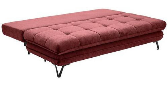 SCHLAFSOFA Samt Weinrot - Weinrot/Schwarz, Design, Textil/Metall (205/79-96/85cm) - Novel