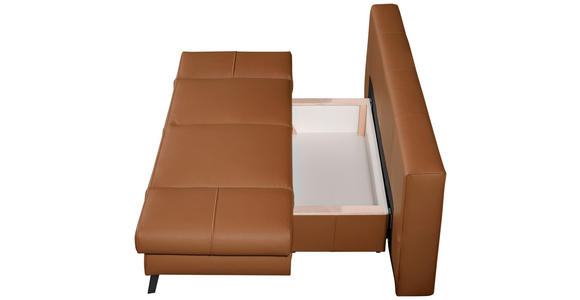 SCHLAFSOFA in Echtleder Braun  - Schwarz/Braun, Design, Leder/Metall (200/85/90cm) - Novel