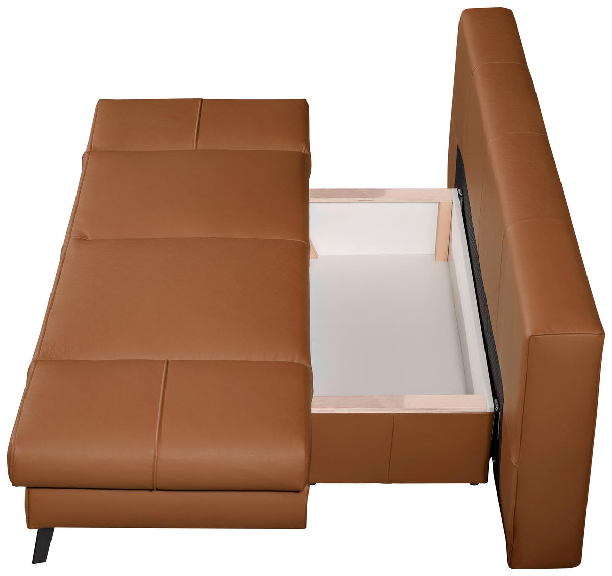 SCHLAFSOFA in Echtleder Braun  - Schwarz/Braun, Design, Leder/Metall (200/85/90cm) - Novel