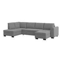 WOHNLANDSCHAFT Grau Mikrofaser  - Schwarz/Grau, MODERN, Kunststoff/Textil (178/305/155cm) - P & B