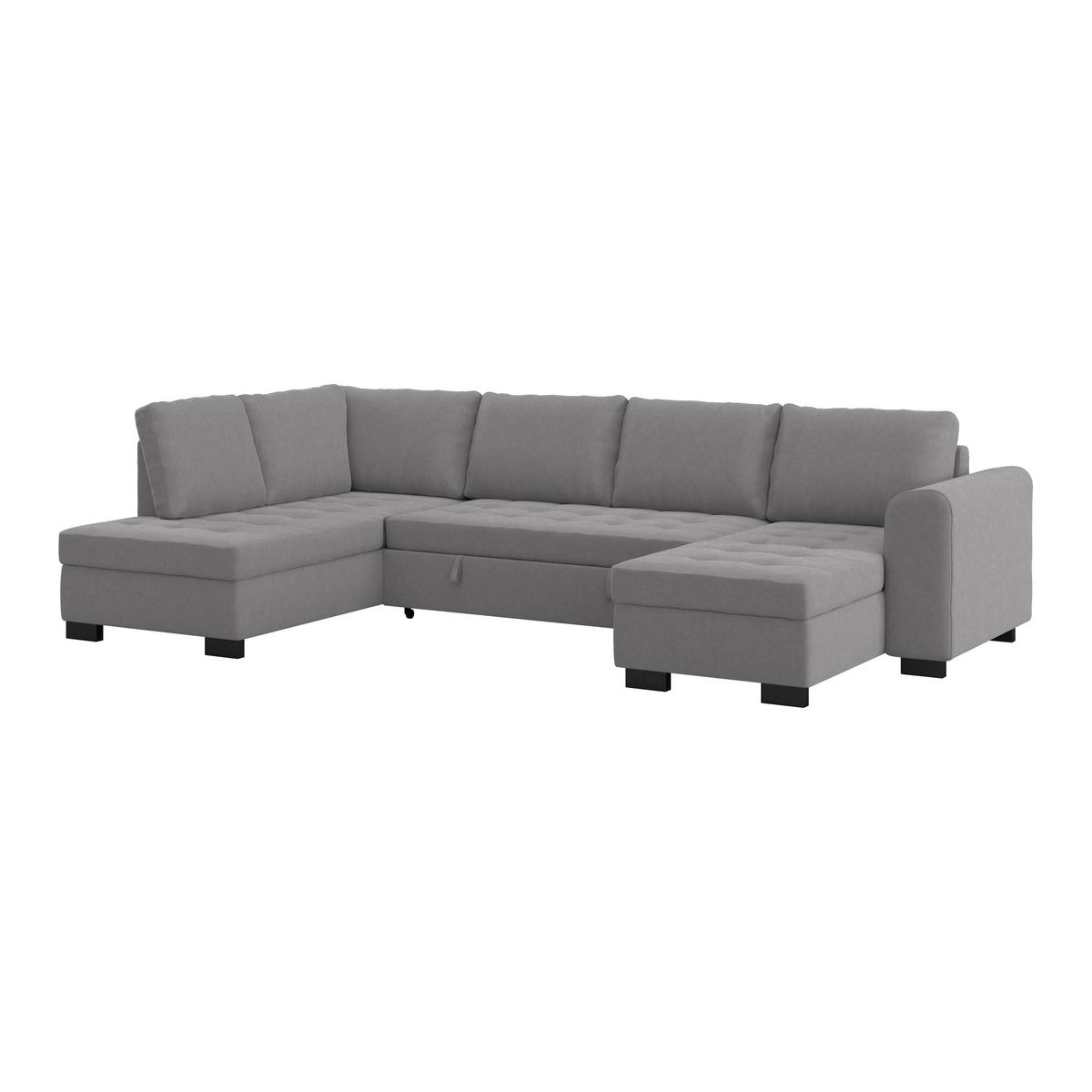 WOHNLANDSCHAFT Grau Mikrofaser  - Schwarz/Grau, MODERN, Kunststoff/Textil (178/305/155cm) - P & B
