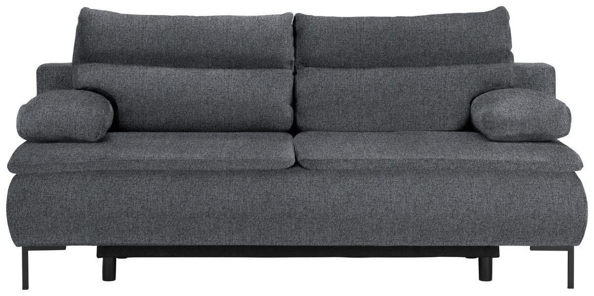 BOXSPRINGSOFA in Webstoff Grau  - Schwarz/Grau, Design, Textil/Metall (202/93/100cm) - Novel
