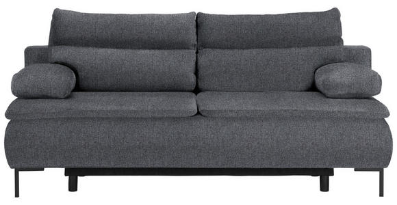 BOXSPRINGSOFA Webstoff Grau  - Schwarz/Grau, Design, Textil/Metall (202/93/100cm) - Novel