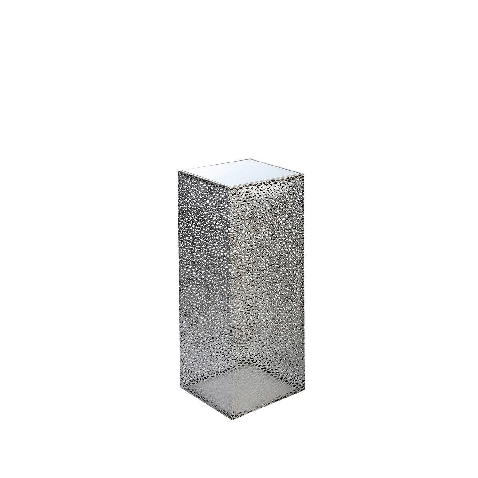 BLUMENSÄULE Metall, Glas   - Silberfarben, Basics, Glas/Metall (27/70/27cm)