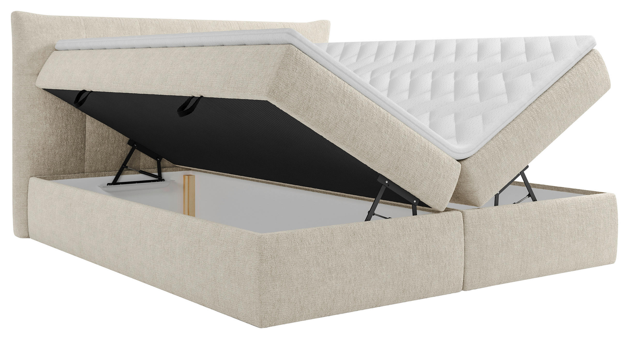 BOXBETT 160/200 cm  in Creme  - Creme/Schwarz, Modern, Holz/Holzwerkstoff (160/200cm) - Boxxx