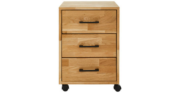 ROLLCONTAINER Wildeiche massiv Eichefarben  - Eichefarben, MODERN, Holz/Kunststoff (40/57/42cm) - Linea Natura