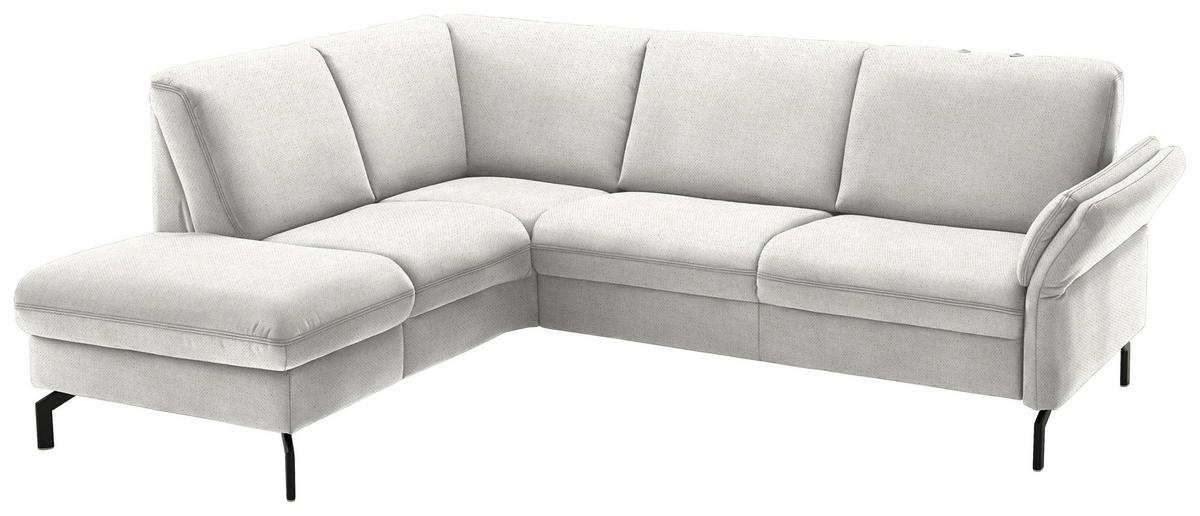 ECKSOFA in Flachgewebe Alabasterfarben  190/241 cm  - Alabasterfarben/Schwarz, KONVENTIONELL, Textil/Metall (190/241cm) - Beldomo Comfort
