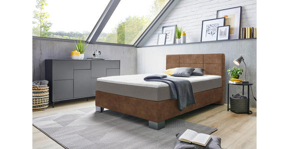 BOXSPRINGBETT 100/200 cm  in Braun  - Graphitfarben/Braun, Design, Holz/Textil (100/200cm) - Hom`in