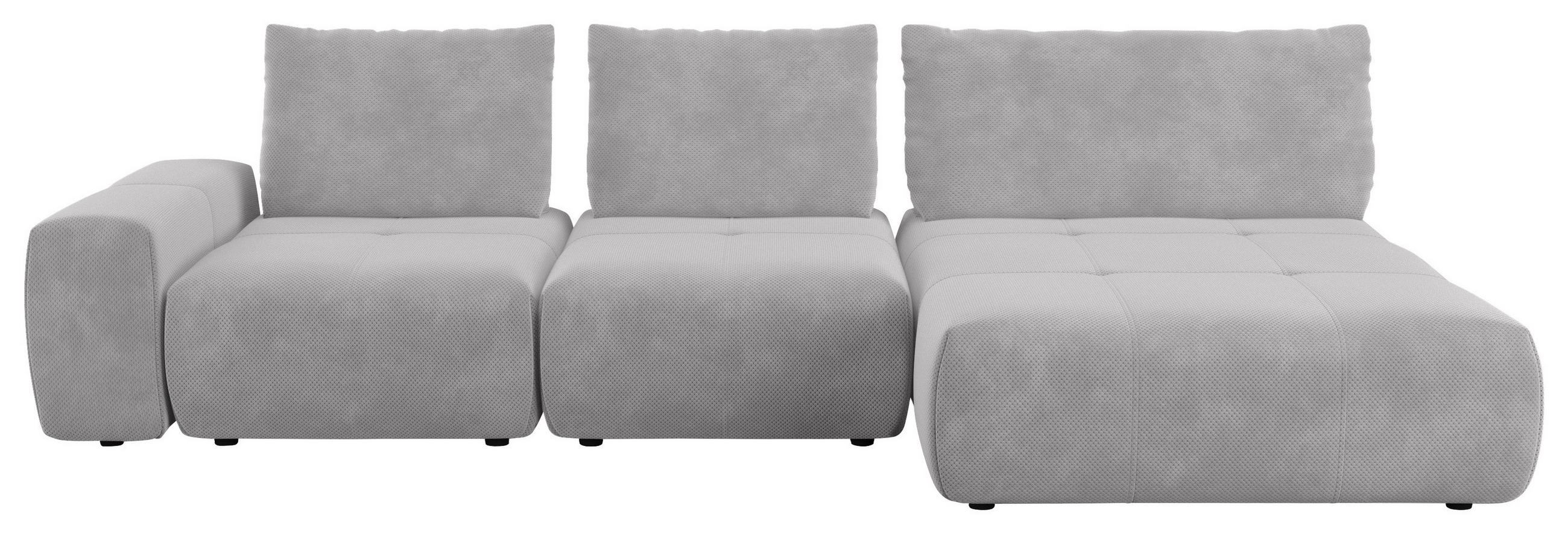 ECKSOFA in Velours Silberfarben  347/174 cm  - Silberfarben/Schwarz, Design, Kunststoff/Textil (347/174cm) - Xora