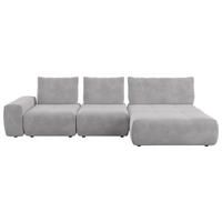 ECKSOFA in Velours Silberfarben  - Silberfarben/Schwarz, Design, Kunststoff/Textil (347/174cm) - Xora