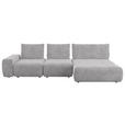 ECKSOFA in Velours Silberfarben  - Silberfarben/Schwarz, Design, Kunststoff/Textil (342/174cm) - Xora