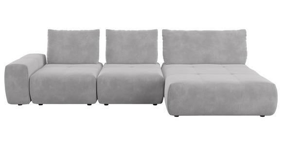 ECKSOFA in Velours Silberfarben  - Silberfarben/Schwarz, Design, Kunststoff/Textil (342/174cm) - Xora