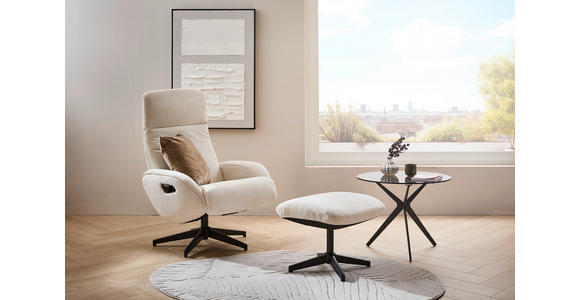 RELAXSESSELSET Cord Relaxfunktion, Hocker - Beige/Schwarz, Design, Textil/Metall (77/107/75cm) - Xora