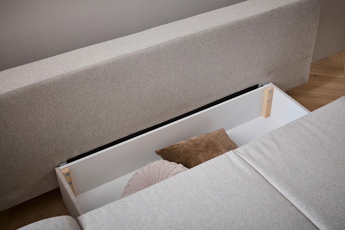 SCHLAFSOFA Jacquard Beige  - Chromfarben/Beige, Design, Textil (200/78/90cm) - Venda
