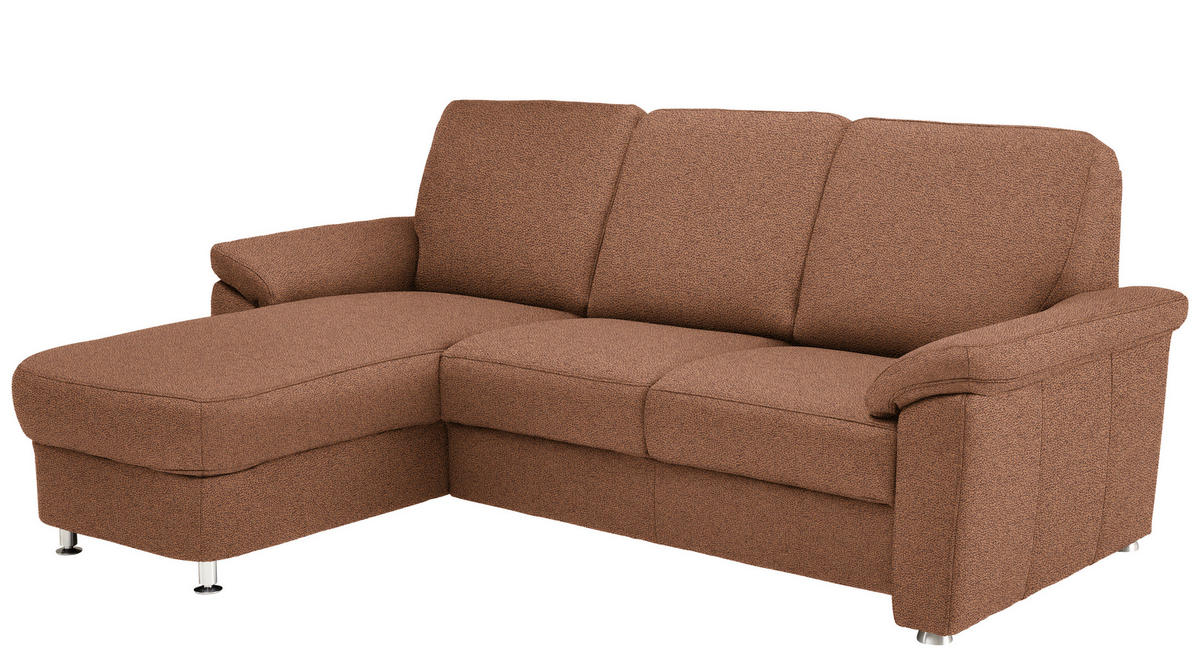 ECKSOFA in Flachgewebe Braun  - Chromfarben/Braun, Konventionell, Textil/Metall (163/250cm) - Beldomo System