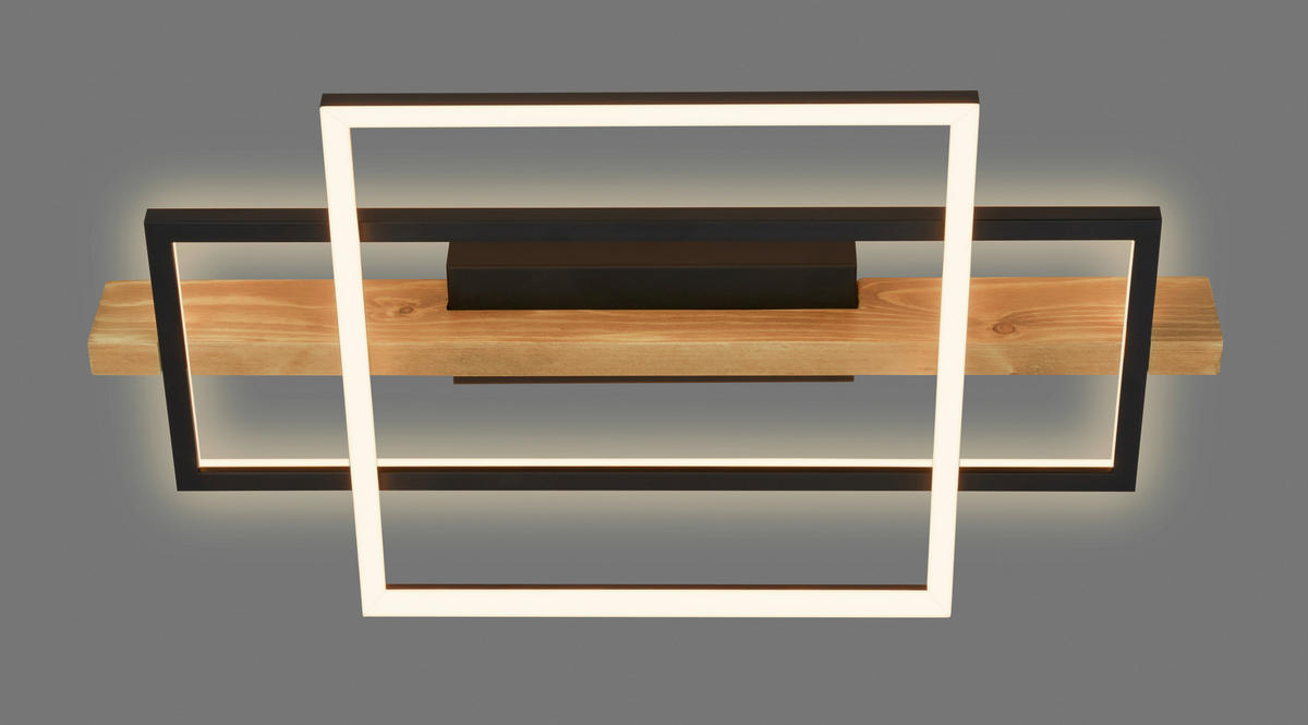 LED-DECKENLEUCHTE 55/30/8 cm   - Eichefarben/Schwarz, Natur, Holz/Metall (55/30/8cm) - Briloner