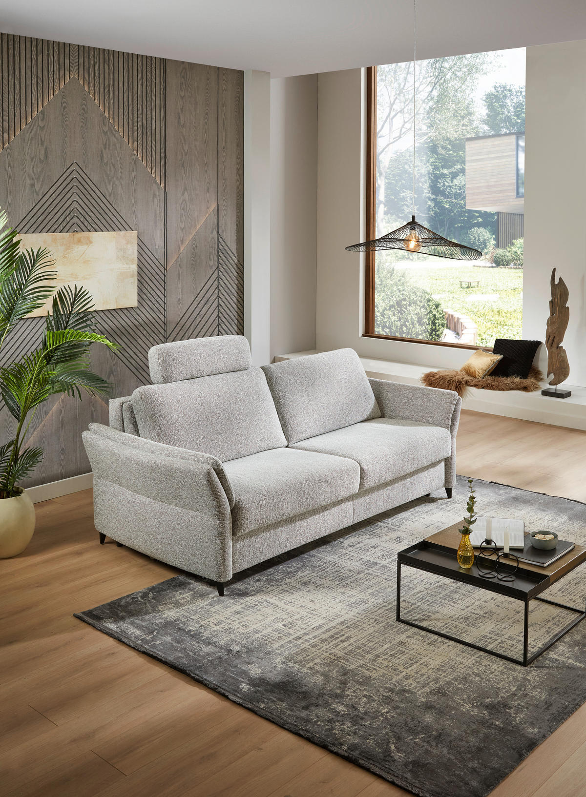 KANAPÉÁGY textil világosszürke  - világosszürke/fekete, Konventionell, textil/fém (222/87/100cm) - Dieter Knoll