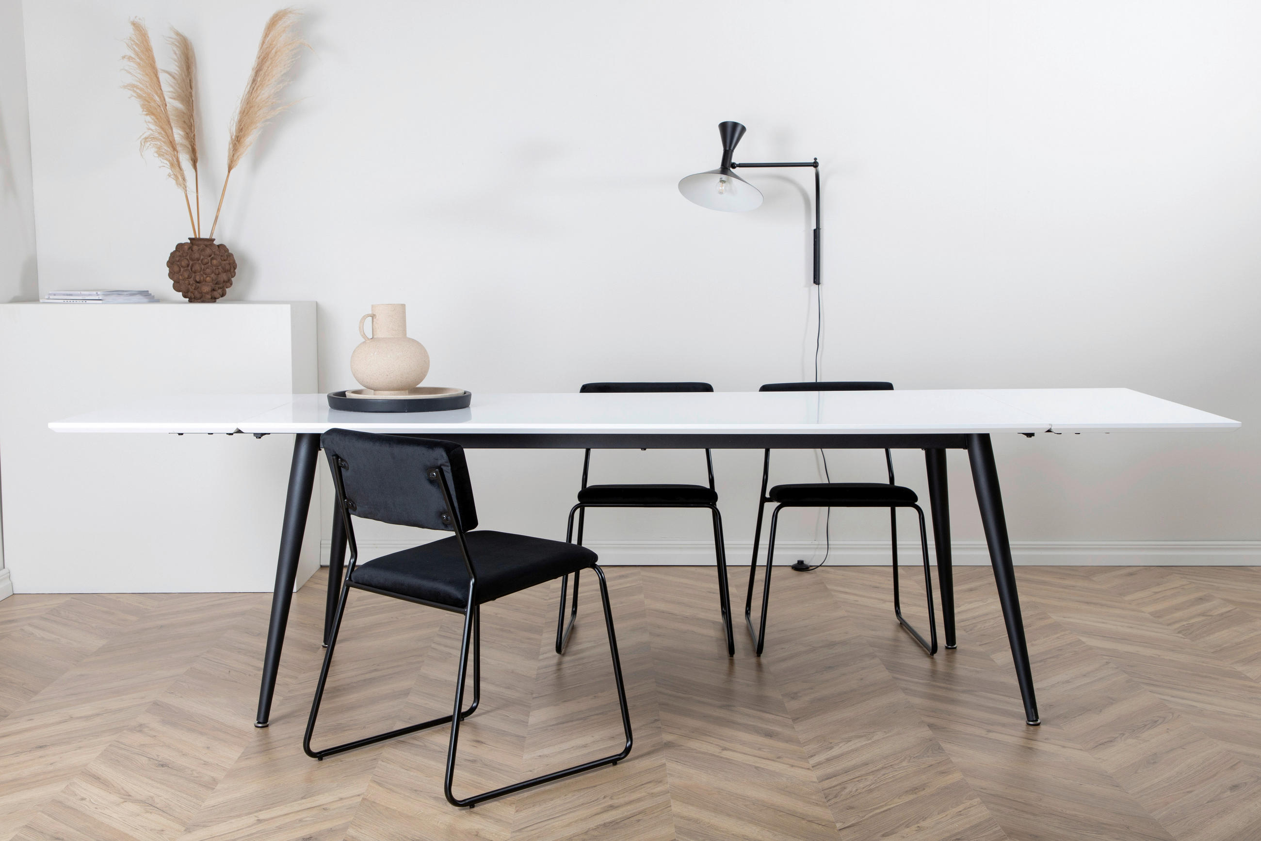 ESSTISCH Schwarz, Weiß  - Schwarz/Weiß, Design, Kunststoff/Metall (195/90/76cm) - Livetastic