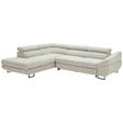 ECKSOFA in Webstoff Creme  - Creme/Schwarz, Design, Textil/Metall (235/280cm) - Hom`in