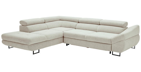 ECKSOFA in Webstoff Creme  - Creme/Schwarz, Design, Textil/Metall (235/280cm) - Hom`in