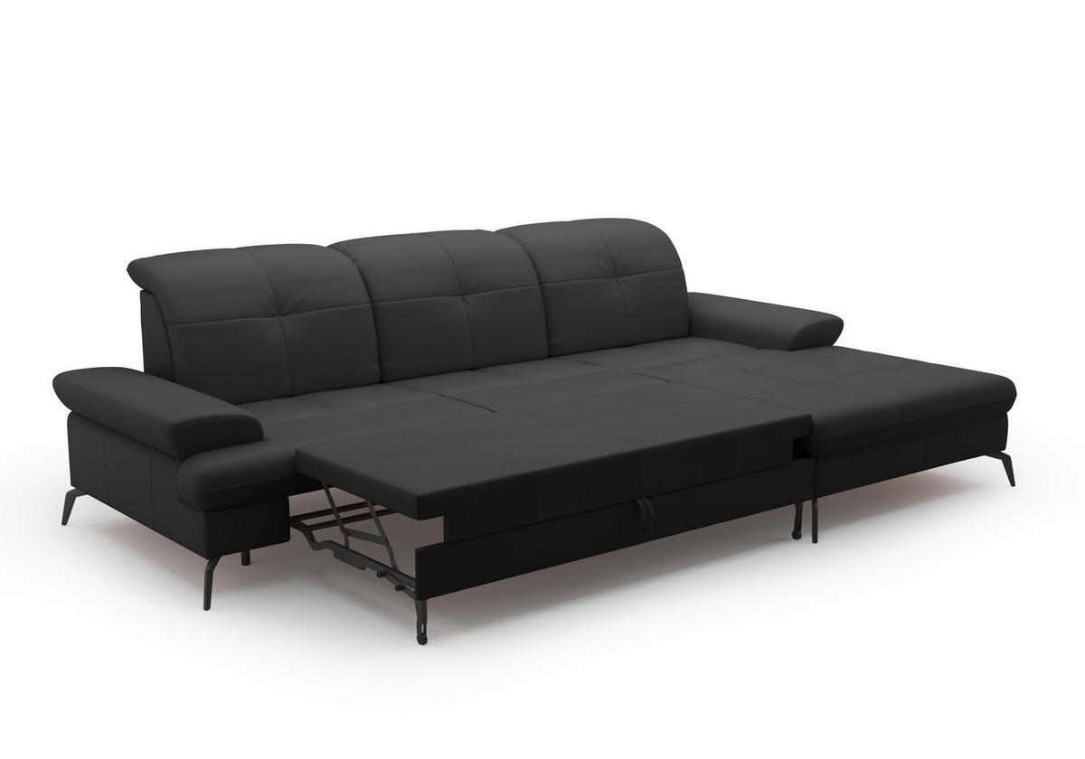 ECKSOFA in Echtleder Schwarz  - Schwarz, Konventionell, Leder/Metall (279/185cm) - Sit & More