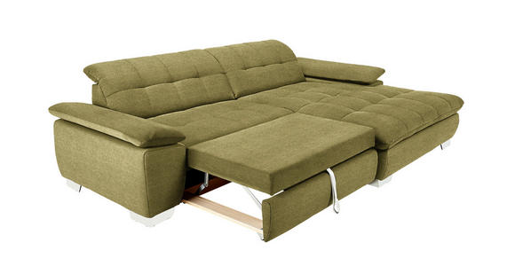 ECKSOFA in Mikrofaser Grün  - Chromfarben/Grün, Design, Textil/Metall (265/180cm) - Carryhome