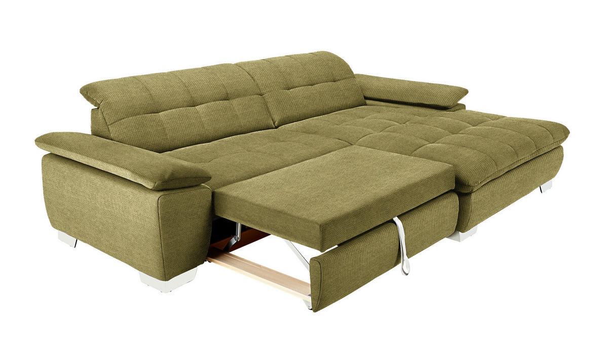 ECKSOFA in Mikrofaser Grün  - Chromfarben/Grün, Design, Textil/Metall (265/180cm) - Carryhome