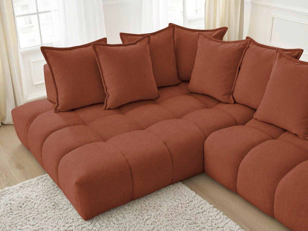 ECKSOFA Ottomane links  EVEREST Orange Struktur  - Schwarz/Orange, MODERN, Kunststoff/Textil (210/352cm) - Livetastic