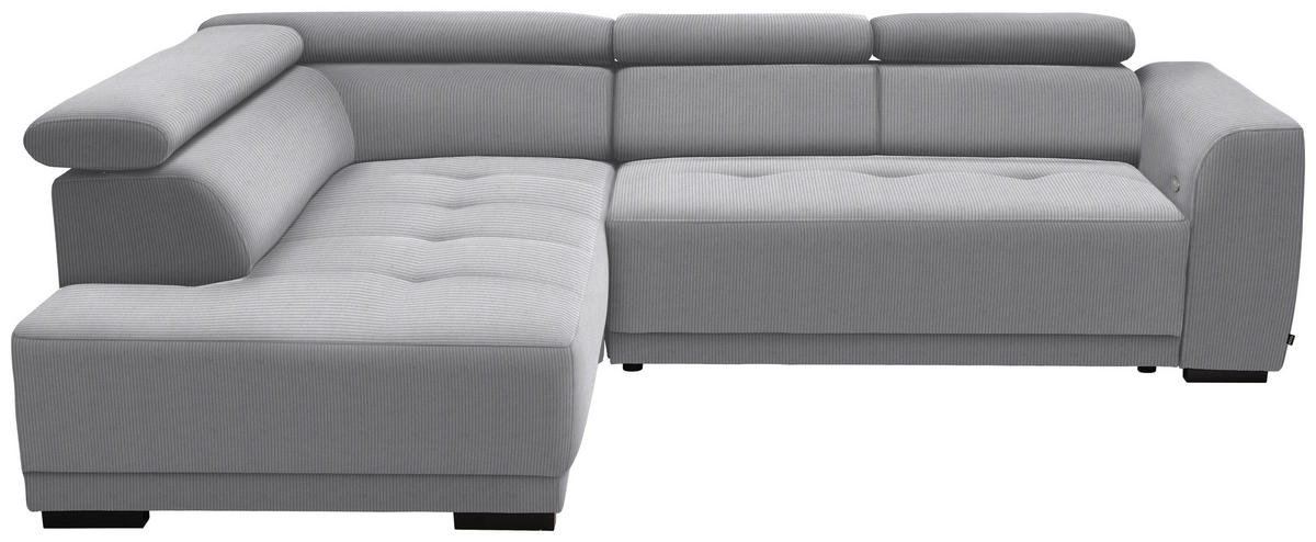ECKSOFA in Feincord Hellgrau  205/284 cm  - Hellgrau/Schwarz, Design, Kunststoff/Textil (205/284cm) - Xora