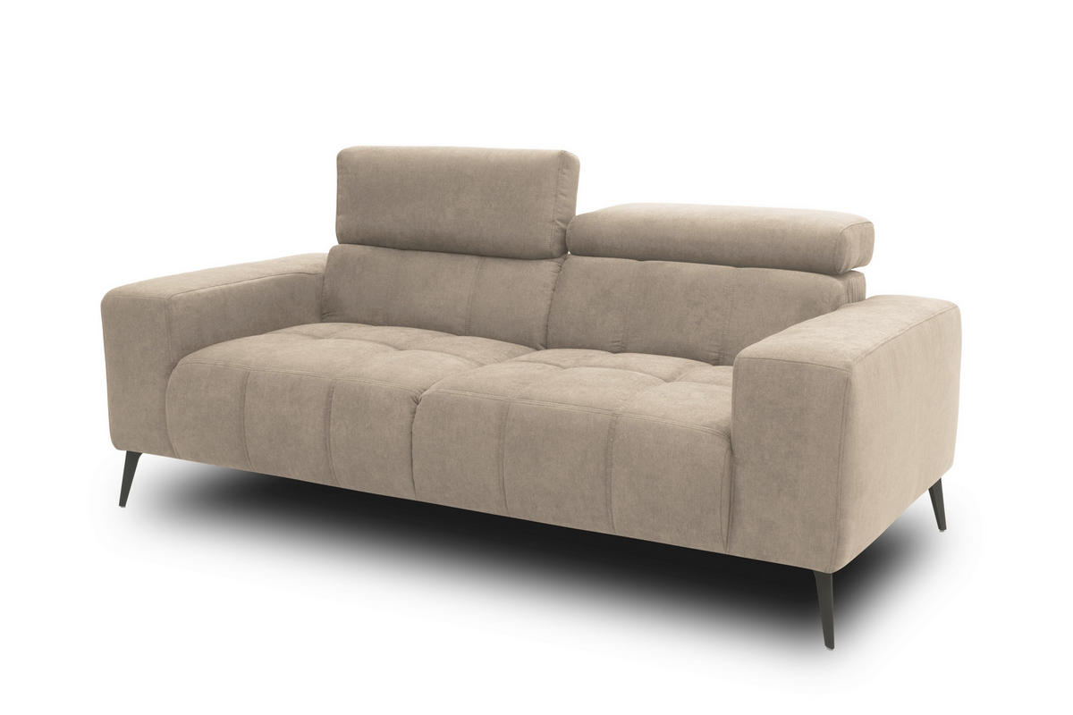 2-SITZER-SOFA TRENTO Mikrofaser Taupe  - Taupe/Dunkelgrau, MODERN, Textil/Metall (208/79/104cm) - MID.YOU
