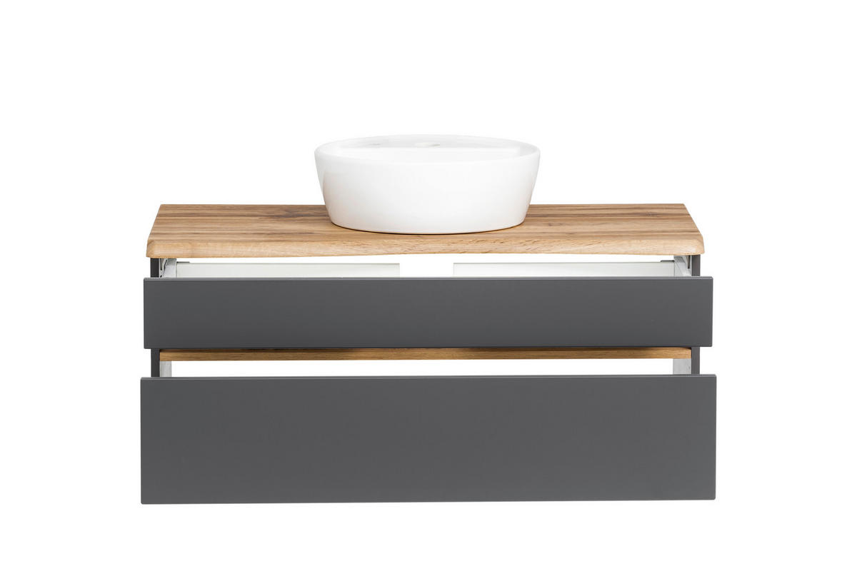 WASCHTISCHKOMBI 101 cm  - Graphitfarben/Weiß, Natur, Keramik/Holzwerkstoff (101cm) - Xora