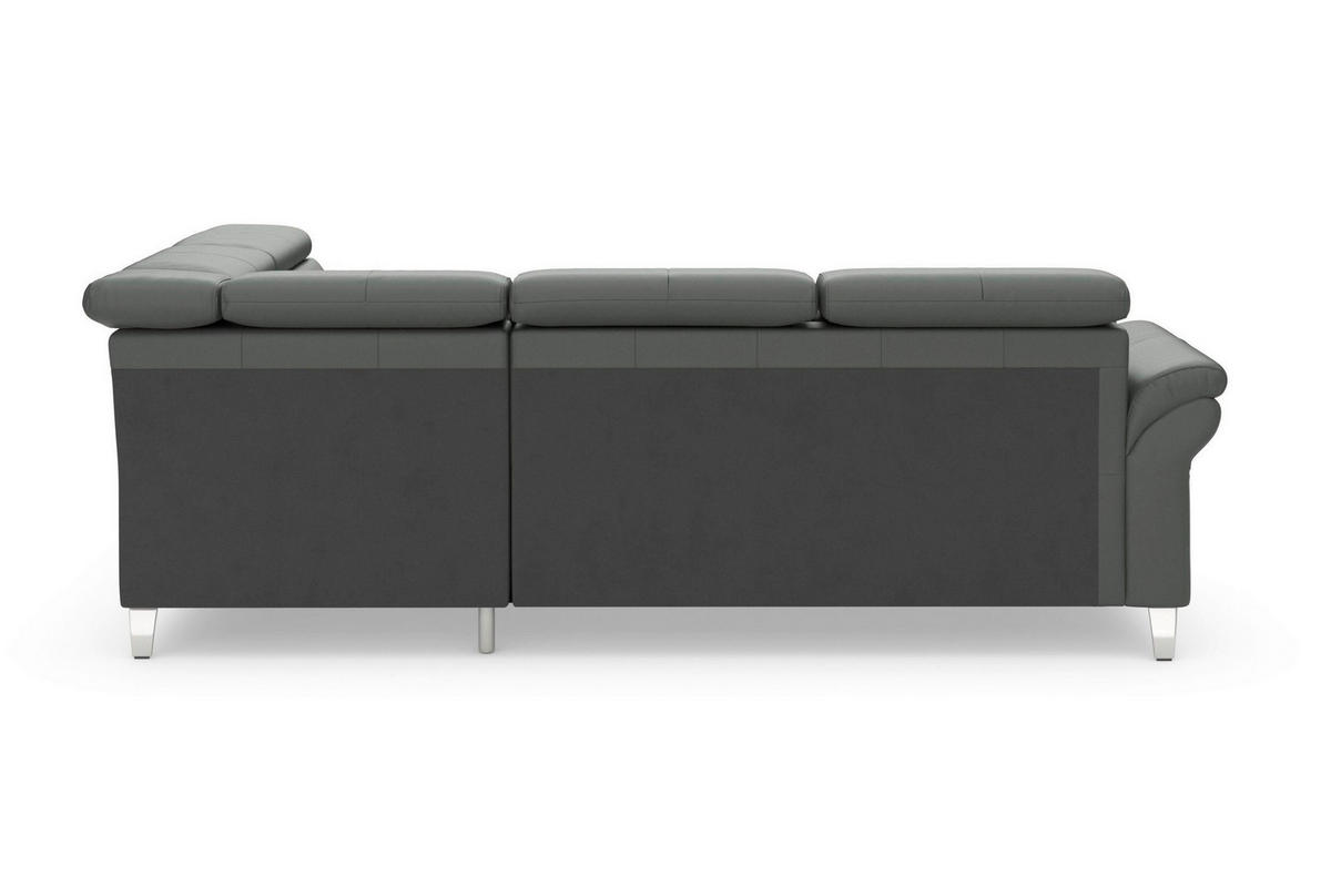 ECKSOFA 245/194 cm ARNGAST E in Echtleder Anthrazit Kopfteilverstellung  245/194 cm  - Chromfarben/Anthrazit, Basics, Leder/Textil (245/194cm) - Sit & More
