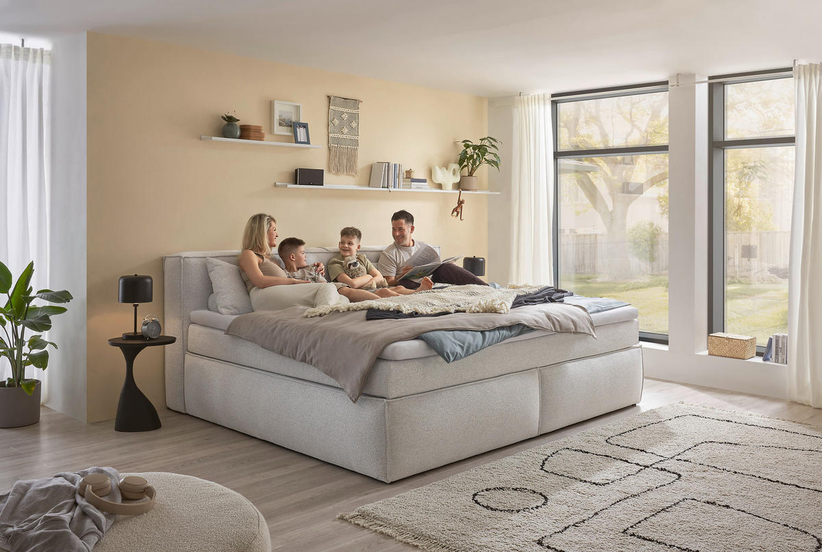FAMILIENBOXSPRINGBETT - Silberfarben/Schwarz, LIFESTYLE, Kunststoff/Textil (240/200cm) - Esposa