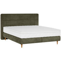BOXSPRINGBETT 180/200 cm  in Olivgrün  - Eichefarben/Olivgrün, MODERN, Holz/Textil (180/200cm) - Welnova