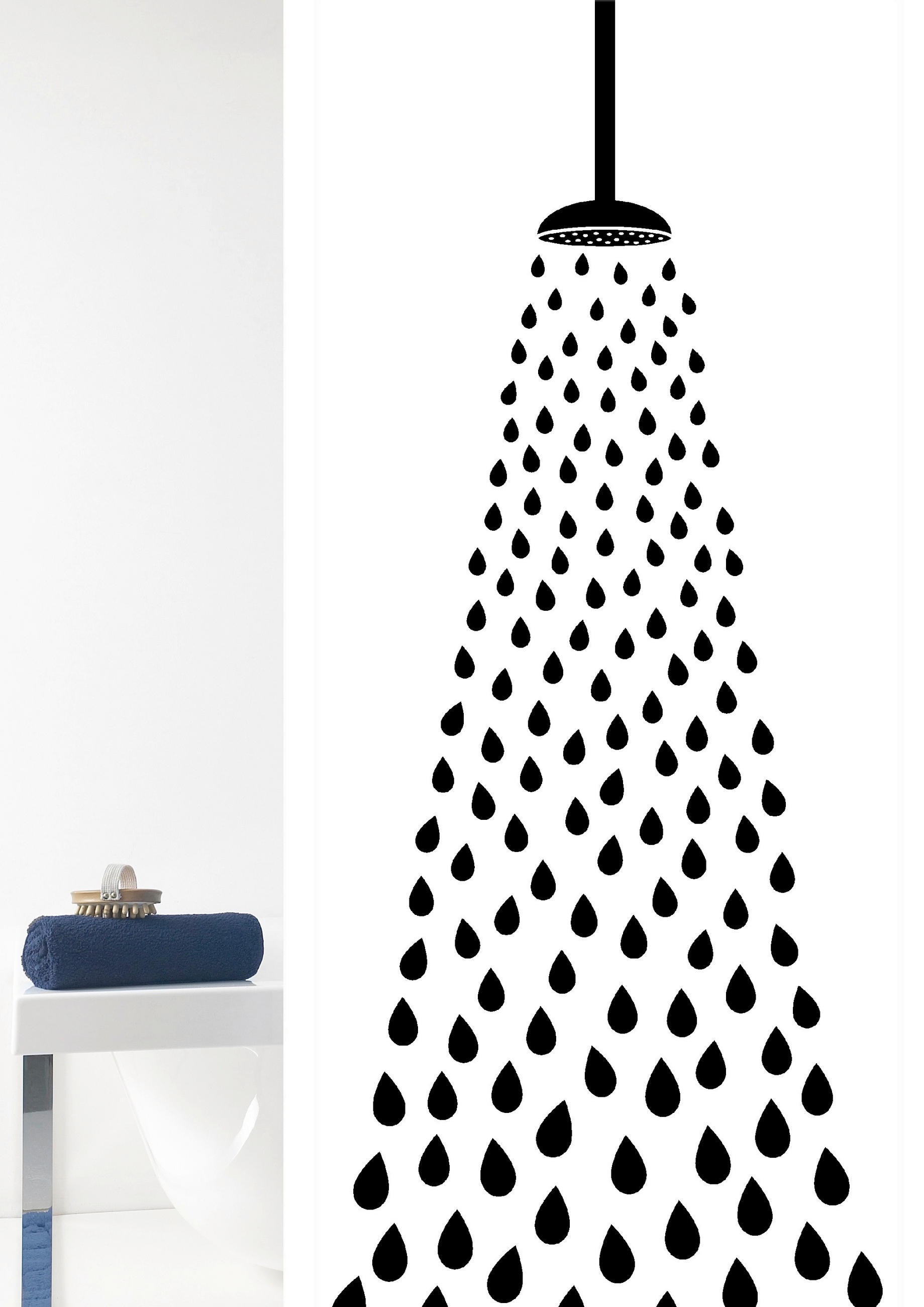 SPRCHOVÝ ZÁVES, 180/200 cm - čierna/biela, Basics, plast (180/200cm) - Grund