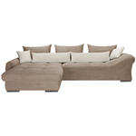 ECKSOFA Naturfarben, Taupe Cord  - Taupe/Chromfarben, KONVENTIONELL, Textil/Metall (225/335cm) - Carryhome
