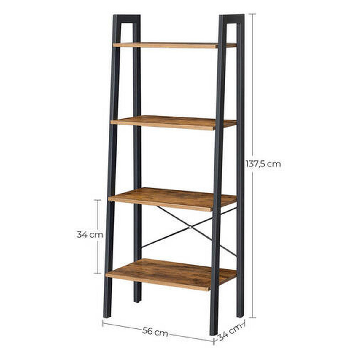 REGÁL, hnedá, čierna, 56/137,5/34 cm - hnedá/čierna, Basics, kompozitné drevo (56/137,5/34cm) - Boxxx
