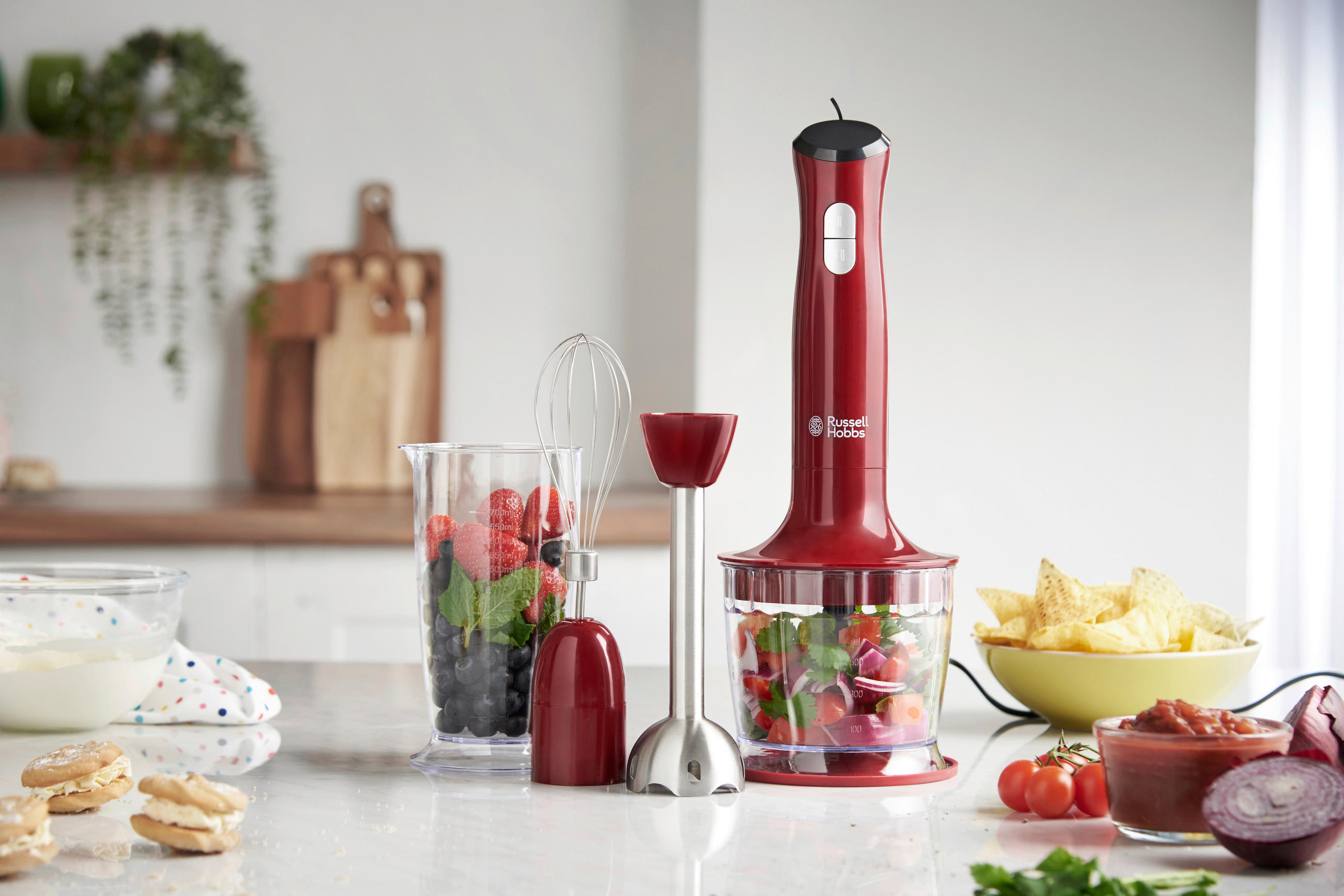STABMIXER-SET 3-teilig  - Rot, Basics, Kunststoff (8,9/41,3/6,4cm) - Russel Hobbs