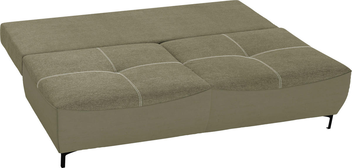SCHLAFSOFA  mit Schlafen auf Sitzhöhe, Rücken echt Struktur Olivgrün  - Schwarz/Olivgrün, Design, Textil/Metall (197/94/96cm) - MID.YOU