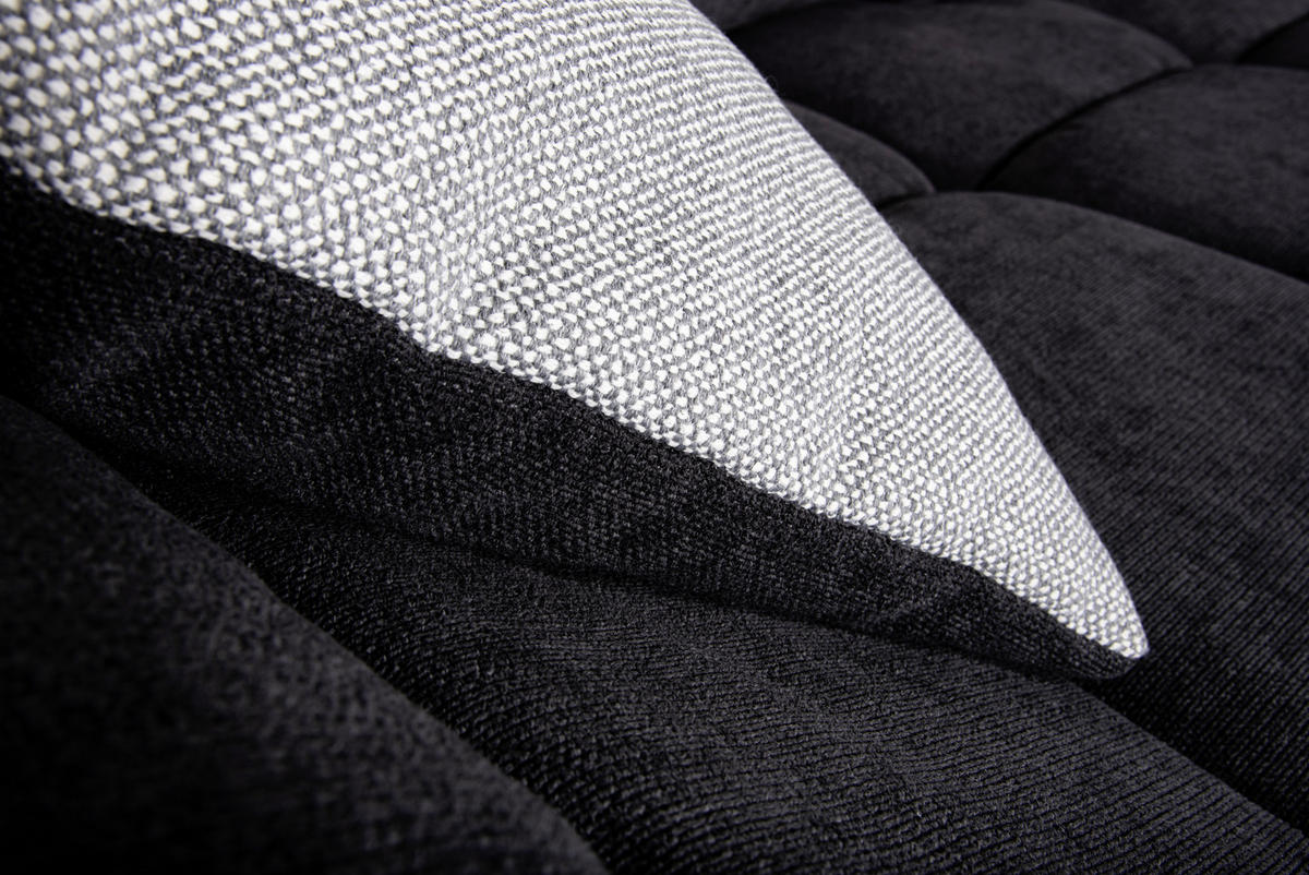 SEDEŽNA GARNITURA, tkanina siva, črna  - siva/črna, Design, kovina/tekstil (337/228cm) - Carryhome