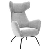 OHRENSESSEL Cord Grau  - Schwarz/Grau, Design, Textil/Metall (79/117/82cm) - Pure Home Lifestyle