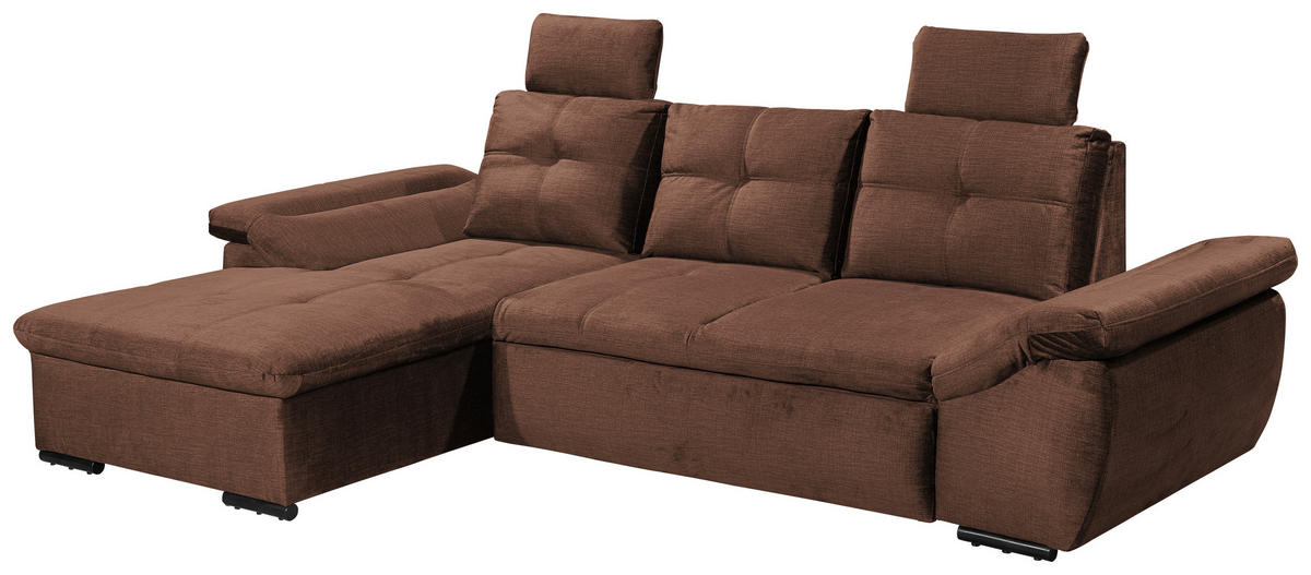 ECKSOFA in Mikrovelours Kupferfarben  - Schwarz/Kupferfarben, Konventionell, Kunststoff/Textil (170/275cm) - Carryhome