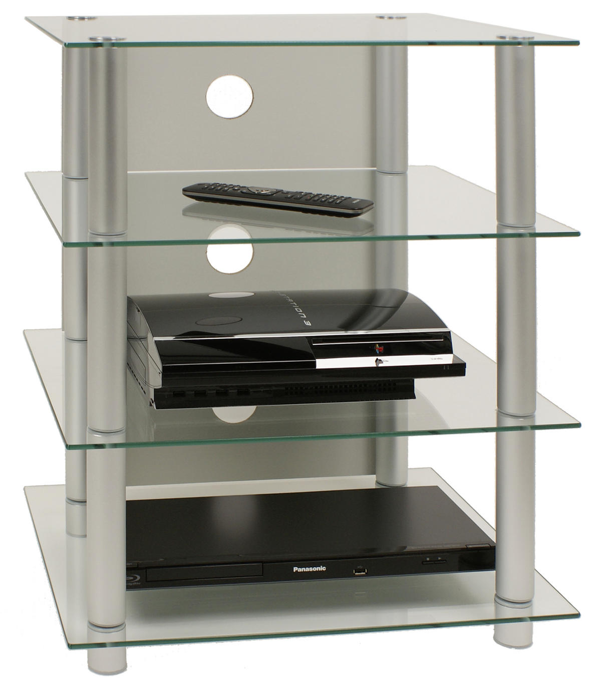 Phonotisch in Silberfarbe - Silberfarben, Konventionell, Glas/Metall (54/70/45cm) - MID.YOU