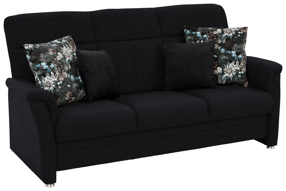 3-SITZER-SOFA Flachgewebe Anthrazit  - Anthrazit/Alufarben, Konventionell, Textil/Metall (194/100/89cm) - Beldomo Comfort