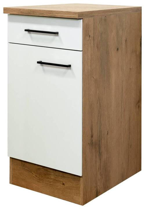KÜCHENUNTERSCHRANK 40/85/57 cm in Eichefarben, Magnolie - Eichefarben/Magnolie, KONVENTIONELL, Holzwerkstoff/Metall (40/85/57cm) - FlexWell