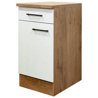KÜCHENUNTERSCHRANK 40/85/57 cm  in Eichefarben, Magnolie  - Eichefarben/Magnolie, KONVENTIONELL, Holzwerkstoff/Metall (40/85/57cm) - FlexWell
