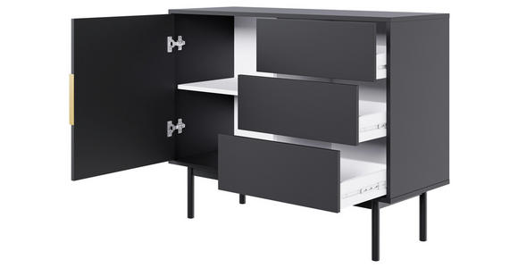 KOMMODE Viva in 104/82/39 cm - Goldfarben/Schwarz, Design, Holzwerkstoff/Metall (104/82/39cm) - Xora