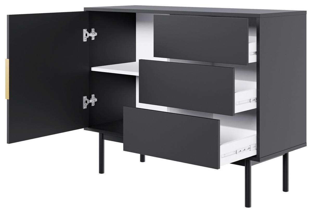 KOMMODE Viva  in 104/82/39 cm  - Goldfarben/Schwarz, Design, Holzwerkstoff/Metall (104/82/39cm) - Xora